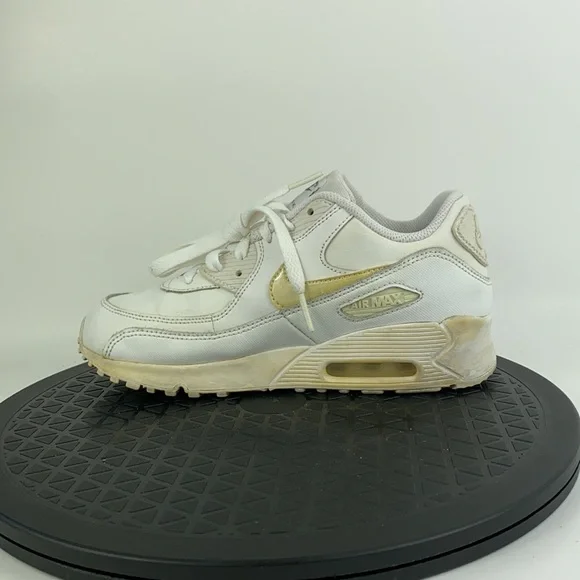 Nike Air Max 90 White Leather Athletic Running Shoes 724822-100 Youth Size 3Y - Picture 9 of 11